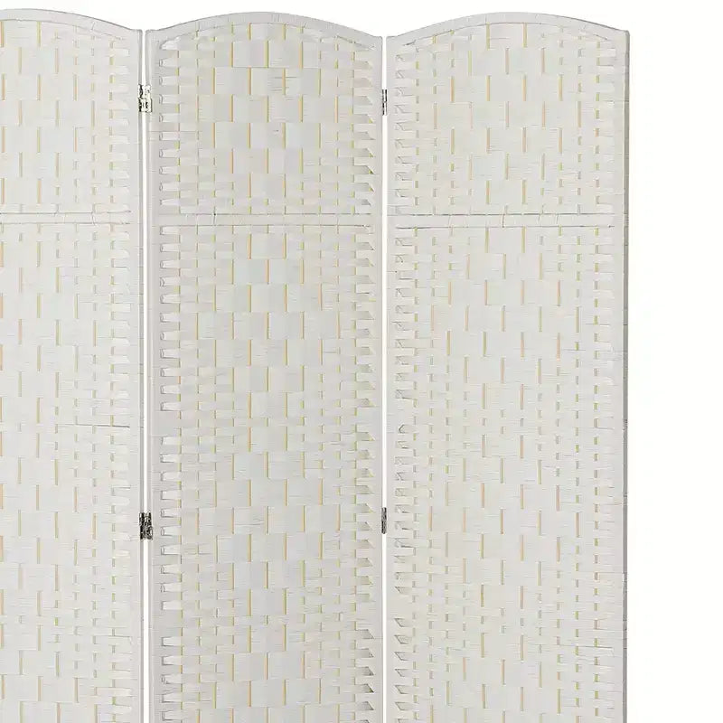 HOMCOM Room Divider, Folding Privacy Screen, 6FT Tall Portable Wicker Weave Partition Wall Divider for Bedroom, Home Office, White