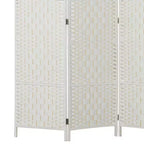 HOMCOM Room Divider, Folding Privacy Screen, 6FT Tall Portable Wicker Weave Partition Wall Divider for Bedroom, Home Office, White