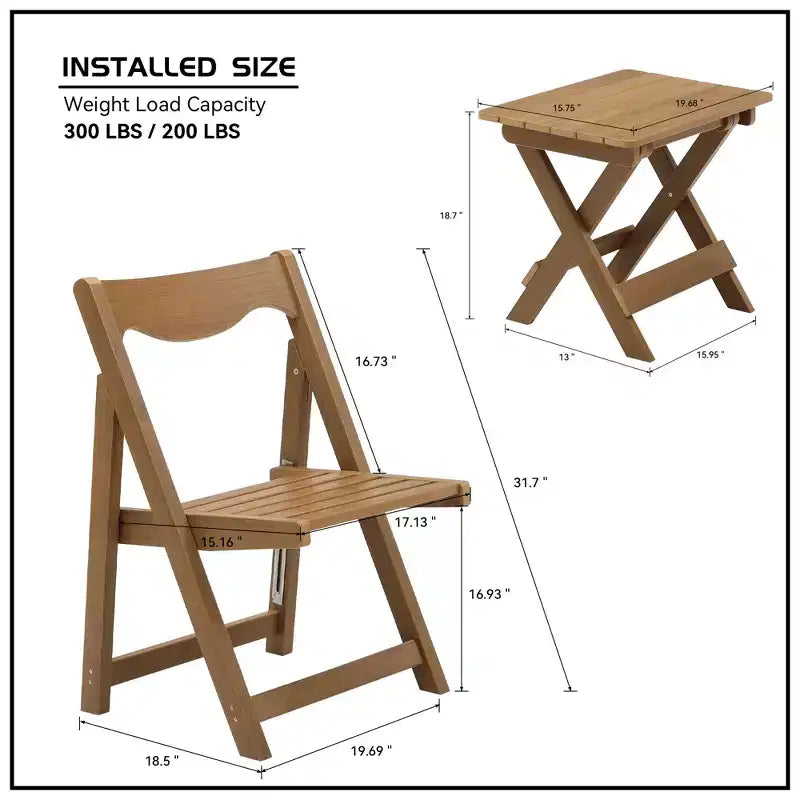 GDFStudio Matt 3pcs High Impact Polystyrene Foldable Bistro Set