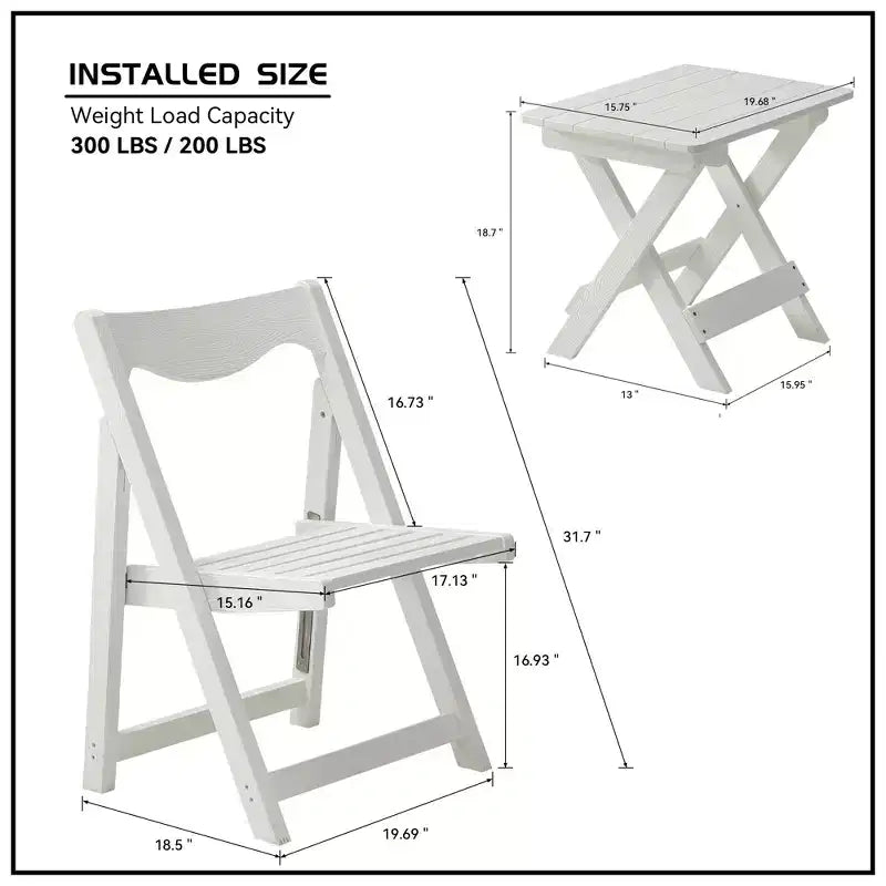 GDFStudio Matt 3pcs High Impact Polystyrene Foldable Bistro Set