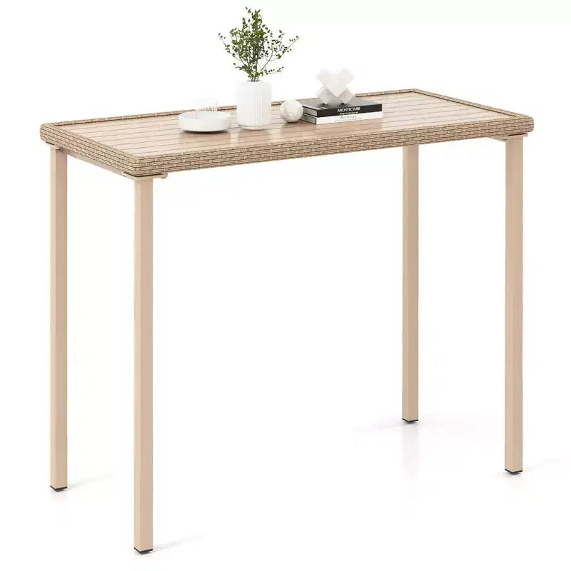 Costway 48 Outdoor Counter Height Table Patio Bar Table Heavy Duty Rectangle Metal Frame