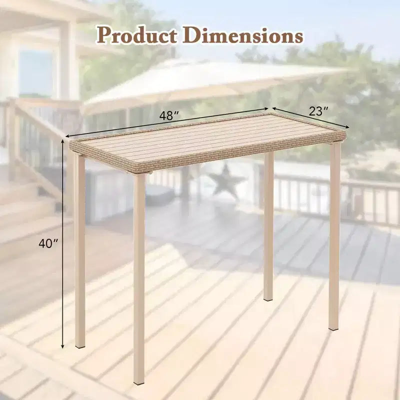 Costway 48 Outdoor Counter Height Table Patio Bar Table Heavy Duty Rectangle Metal Frame