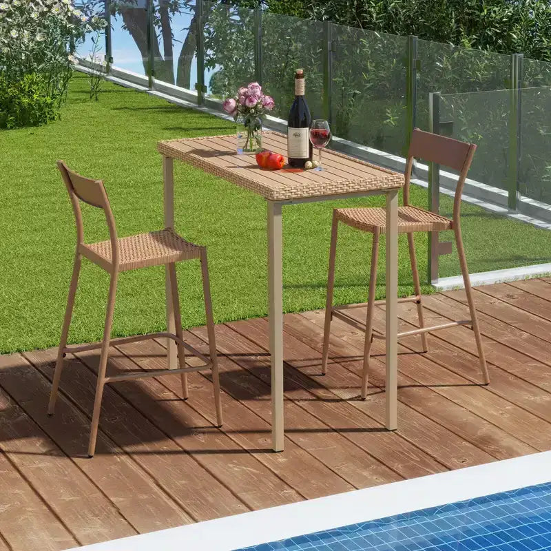 Costway 48 Outdoor Counter Height Table Patio Bar Table Heavy Duty Rectangle Metal Frame