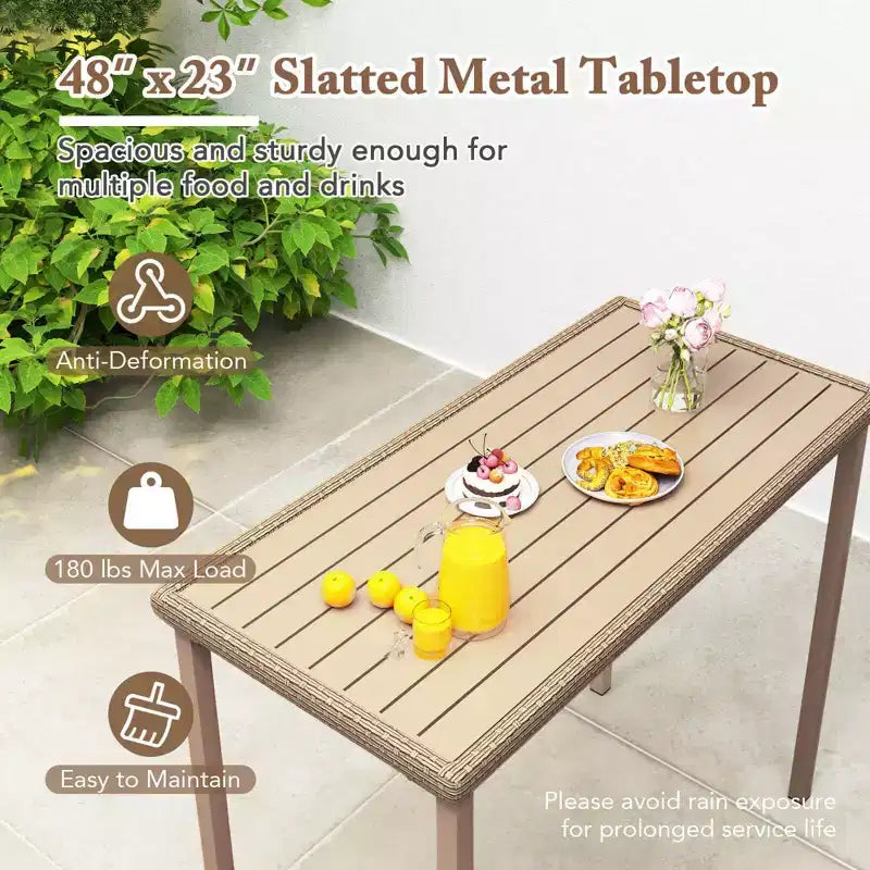 Costway 48 Outdoor Counter Height Table Patio Bar Table Heavy Duty Rectangle Metal Frame