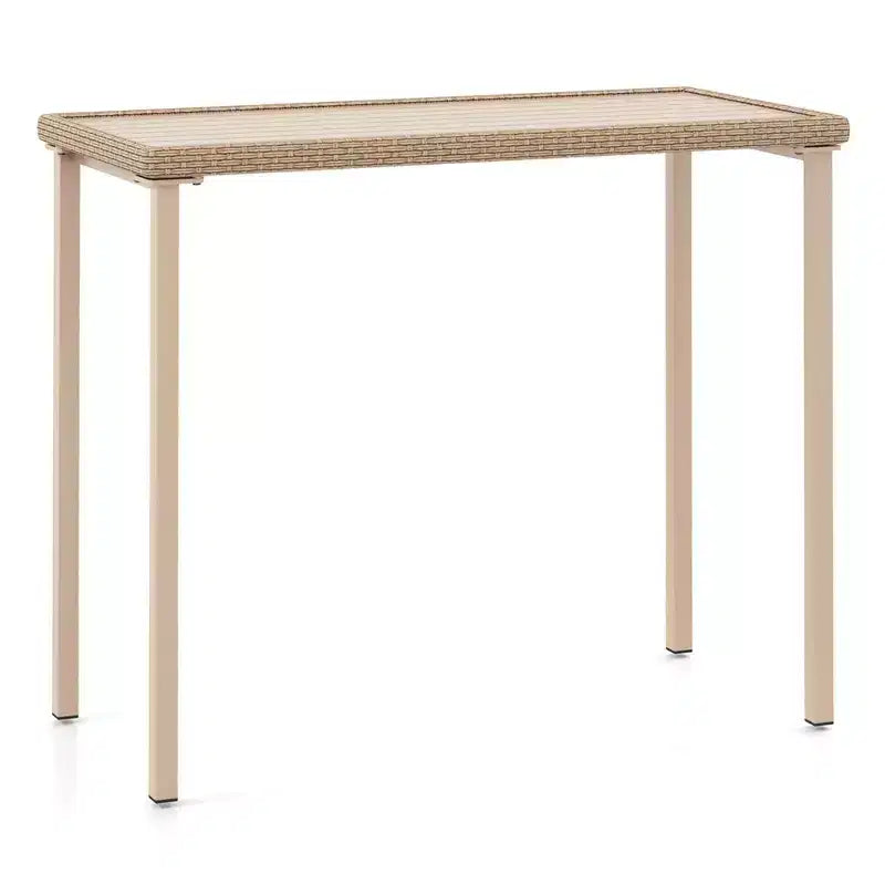 Costway 48 Outdoor Counter Height Table Patio Bar Table Heavy Duty Rectangle Metal Frame