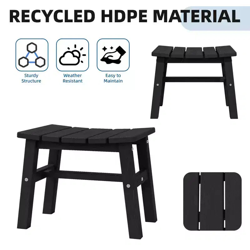 Hyleory HDPE Portable Ottoman,Ergonomic Curved Outdoor Stool