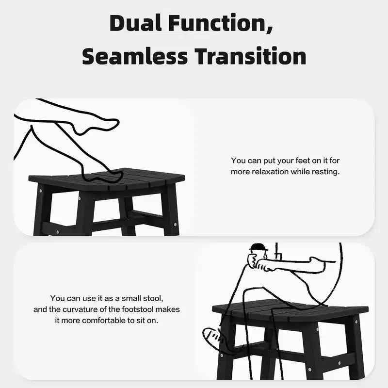 Hyleory HDPE Portable Ottoman,Ergonomic Curved Outdoor Stool