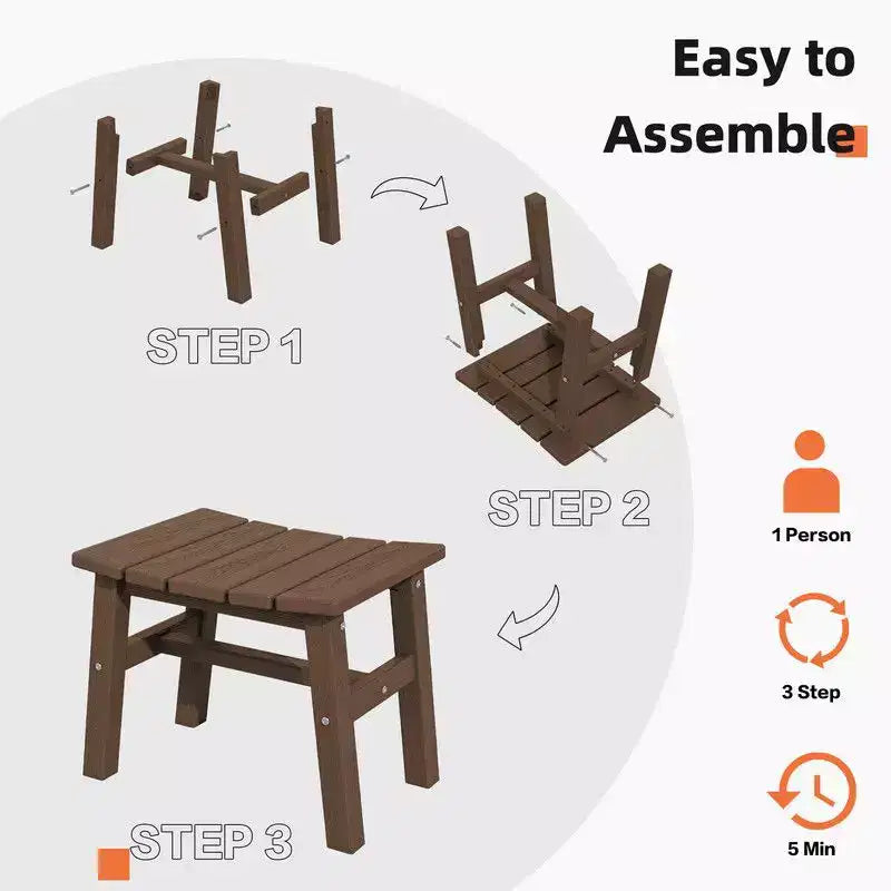 Hyleory HDPE Portable Ottoman,Ergonomic Curved Outdoor Stool