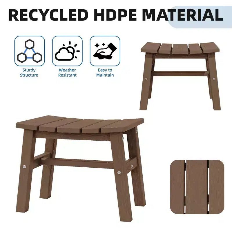 Hyleory HDPE Portable Ottoman,Ergonomic Curved Outdoor Stool