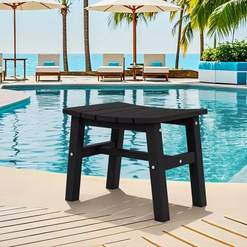 Hyleory HDPE Portable Ottoman,Ergonomic Curved Outdoor Stool