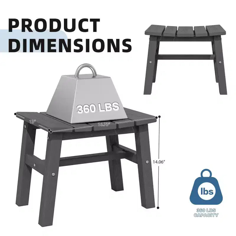 Hyleory HDPE Portable Ottoman,Ergonomic Curved Outdoor Stool