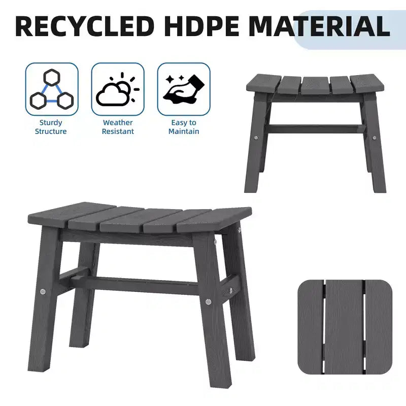 Hyleory HDPE Portable Ottoman,Ergonomic Curved Outdoor Stool