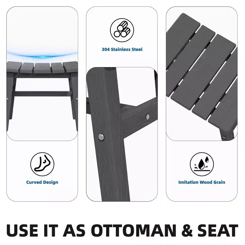 Hyleory HDPE Portable Ottoman,Ergonomic Curved Outdoor Stool