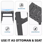 Hyleory HDPE Portable Ottoman,Ergonomic Curved Outdoor Stool