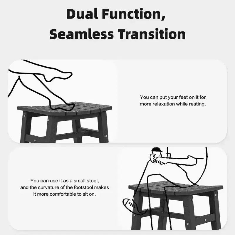Hyleory HDPE Portable Ottoman,Ergonomic Curved Outdoor Stool