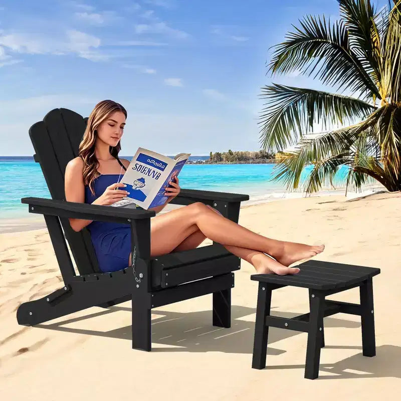 Hyleory HDPE Portable Ottoman,Ergonomic Curved Outdoor Stool