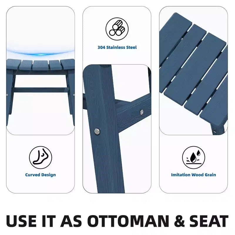 Hyleory HDPE Portable Ottoman,Ergonomic Curved Outdoor Stool