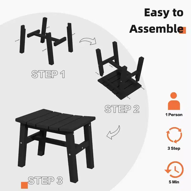Hyleory HDPE Portable Ottoman,Ergonomic Curved Outdoor Stool