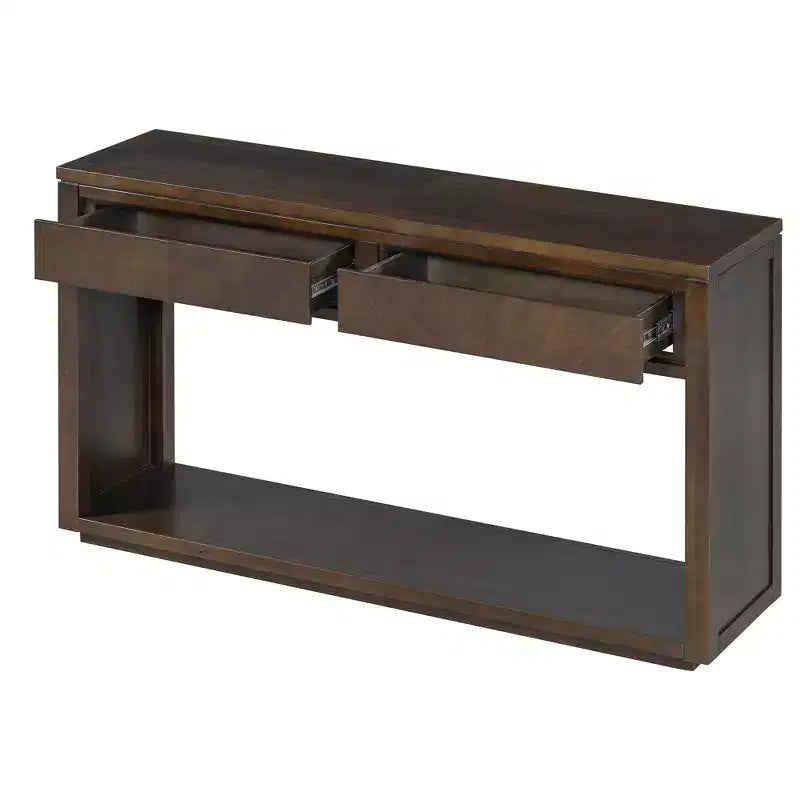 Rustic Wooden Console Table with Storage Drawers and Open Shelf, Elegant Entryway Table for Hallway and Living Room - ModernLuxe