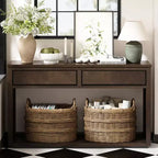 Rustic Wooden Console Table with Storage Drawers and Open Shelf, Elegant Entryway Table for Hallway and Living Room - ModernLuxe