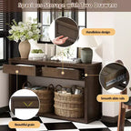 Rustic Wooden Console Table with Storage Drawers and Open Shelf, Elegant Entryway Table for Hallway and Living Room - ModernLuxe