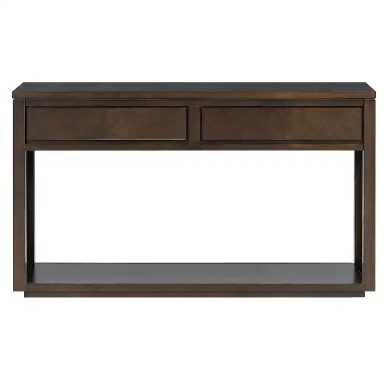 Rustic Wooden Console Table with Storage Drawers and Open Shelf, Elegant Entryway Table for Hallway and Living Room - ModernLuxe