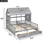 Whisen House Platform Beds with Two Drawers for Boy and Girl Shared Beds