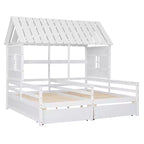 Whisen House Platform Beds with Two Drawers for Boy and Girl Shared Beds