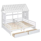 Whisen House Platform Beds with Two Drawers for Boy and Girl Shared Beds