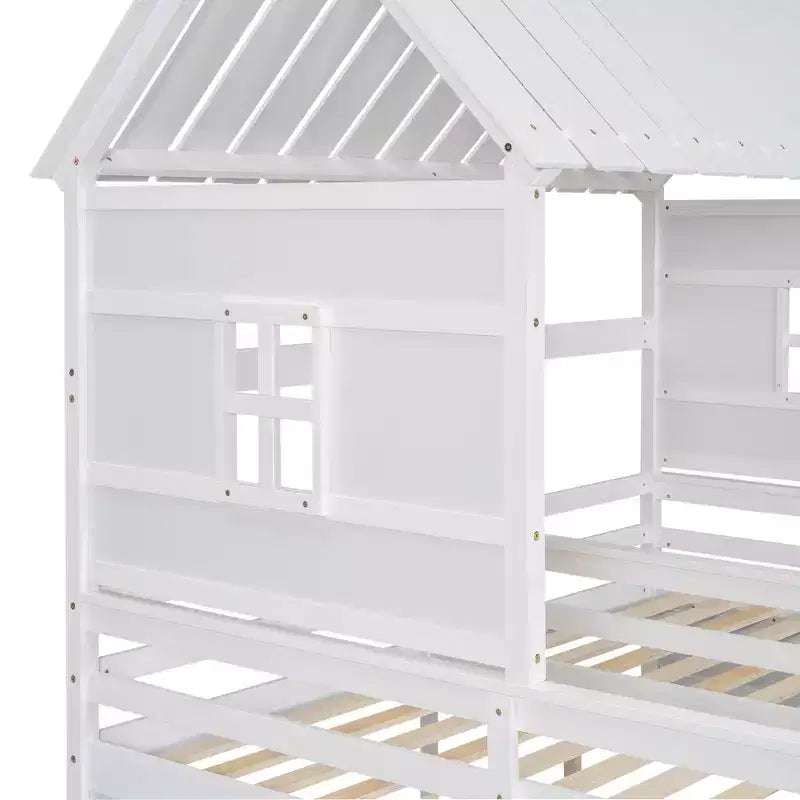 Whisen House Platform Beds with Two Drawers for Boy and Girl Shared Beds