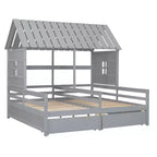 Whisen House Platform Beds with Two Drawers for Boy and Girl Shared Beds