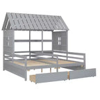 Whisen House Platform Beds with Two Drawers for Boy and Girl Shared Beds