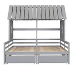 Whisen House Platform Beds with Two Drawers for Boy and Girl Shared Beds
