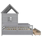 Whisen House Platform Beds with Two Drawers for Boy and Girl Shared Beds