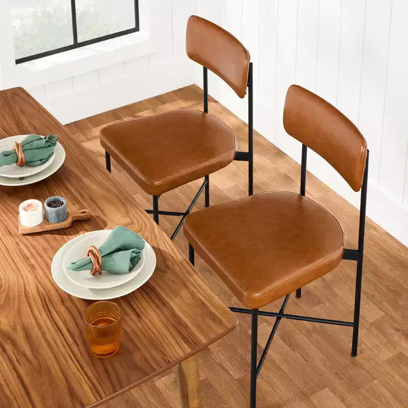 Best Choice Products Faux Leather Dining Chair Set of 2, Standard Height w/ Metal Frame
