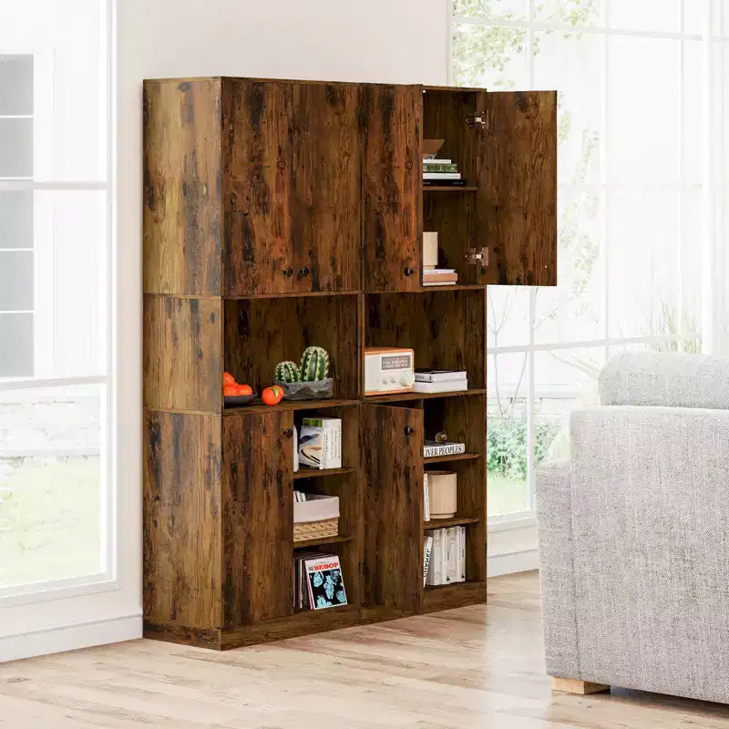 Costway Kitchen Pantry Storage Cabinet 65.5 Tall Modern Hutch Cabinet with Microwave Stand Brown/White