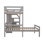 Whisen 95.1''L  79.5''W Twin Size Loft Bed with a Stand-alone Bed, Storage Staircase, Desk, Shelves and Drawers