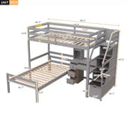 Whisen 95.1''L  79.5''W Twin Size Loft Bed with a Stand-alone Bed, Storage Staircase, Desk, Shelves and Drawers