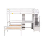 Whisen 95.1''L  79.5''W Twin Size Loft Bed with a Stand-alone Bed, Storage Staircase, Desk, Shelves and Drawers