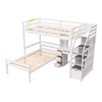 Whisen 95.1''L  79.5''W Twin Size Loft Bed with a Stand-alone Bed, Storage Staircase, Desk, Shelves and Drawers