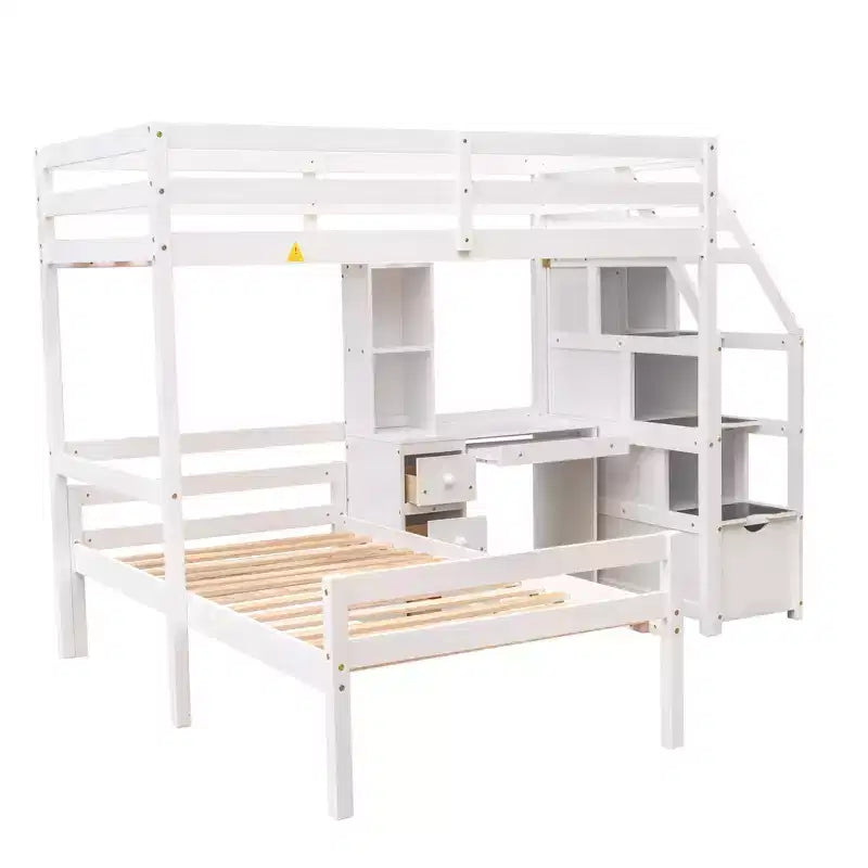 Whisen 95.1''L  79.5''W Twin Size Loft Bed with a Stand-alone Bed, Storage Staircase, Desk, Shelves and Drawers