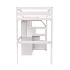 Whisen 95.1''L  79.5''W Twin Size Loft Bed with a Stand-alone Bed, Storage Staircase, Desk, Shelves and Drawers
