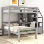 Whisen 95.1''L  79.5''W Twin Size Loft Bed with a Stand-alone Bed, Storage Staircase, Desk, Shelves and Drawers