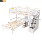 Whisen 95.1''L  79.5''W Twin Size Loft Bed with a Stand-alone Bed, Storage Staircase, Desk, Shelves and Drawers