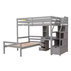 Whisen 95.1''L  79.5''W Twin Size Loft Bed with a Stand-alone Bed, Storage Staircase, Desk, Shelves and Drawers