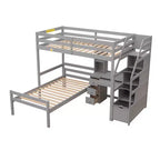 Whisen 95.1''L  79.5''W Twin Size Loft Bed with a Stand-alone Bed, Storage Staircase, Desk, Shelves and Drawers