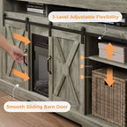 Heynemo Fireplace TV Stand for 65''+, Farmhouse Entertainment Center with 23 Electric Fireplace with Remote and Sliding Bar Door