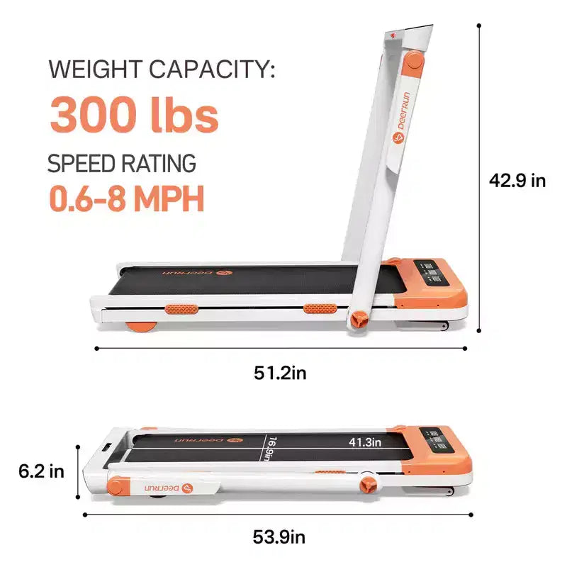 DeerRun Z10 Pro Smart 0.6-3.8 MPH 2 in 1 Foldable Treadmill 12% Auto Incline Walking Pad