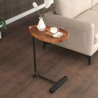 C-Shaped Side Table in Brown, Compact Living Room Sofa Table