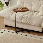 C-Shaped Side Table in Brown, Compact Living Room Sofa Table